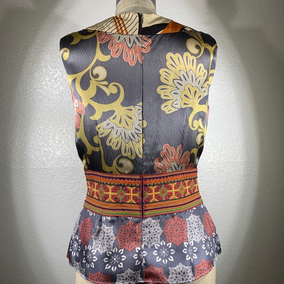 Whitley by Johnny Was Obi Belted Peplum Silk top S - Picture 2 of 7